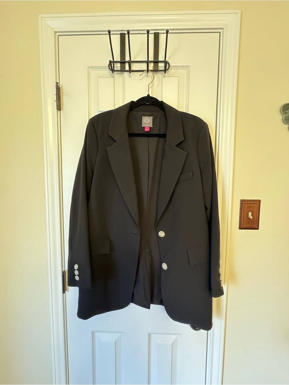 Vince Camuto Women's Black Single-Breasted Blazer with Silver Buttons